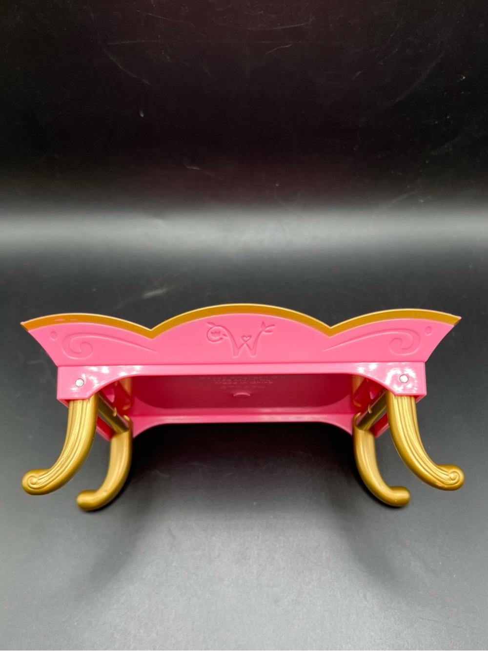 American Girl 2023 Pink Doll Serving Tray Table Gold Foldable Legs “W” Initial